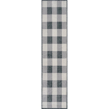 Gingham Gradient Plaid Cottage Machine-washable Area Rug